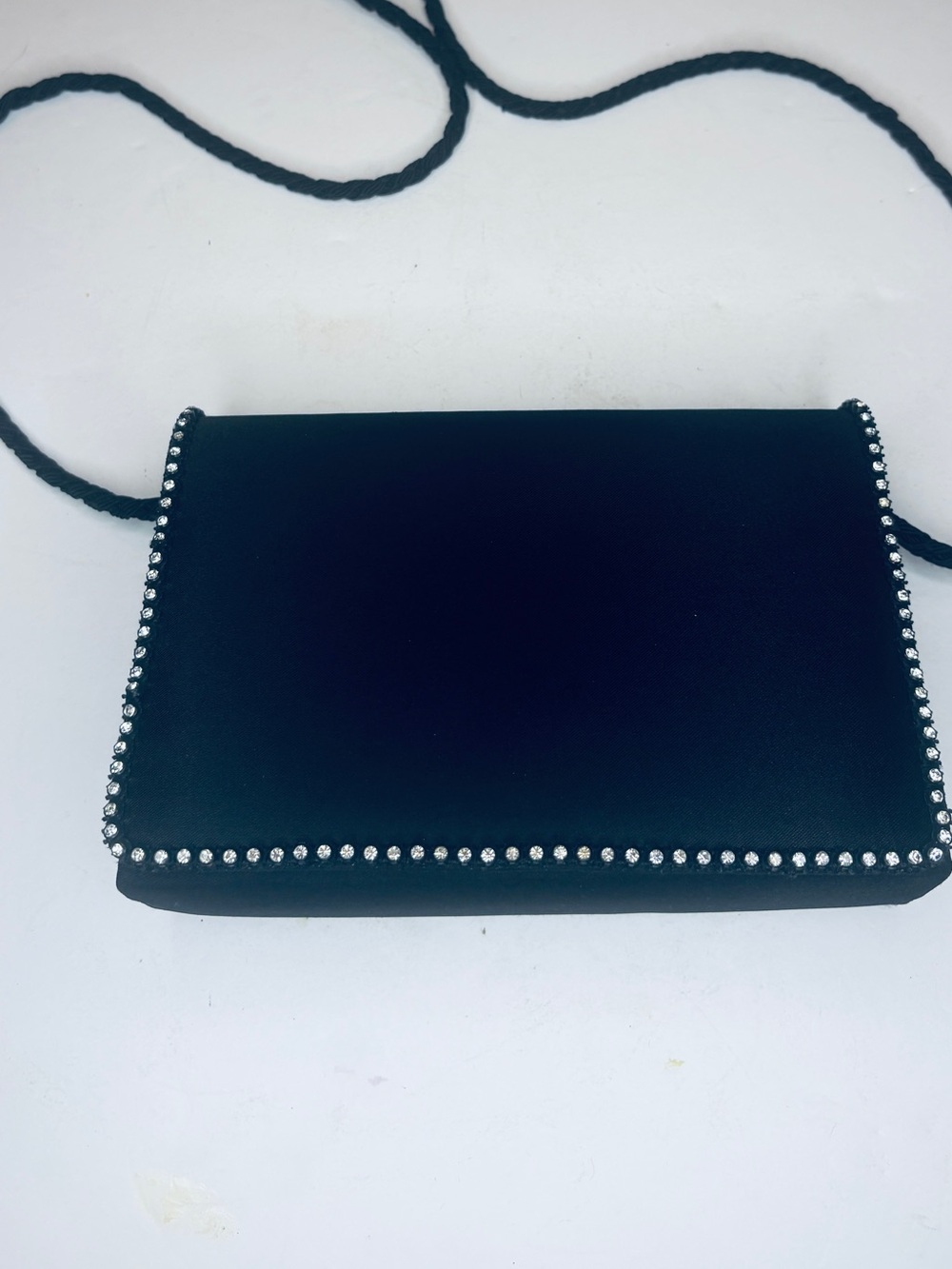Vintage La Regale Handmade in China Black Beaded Evening Clutch Purse